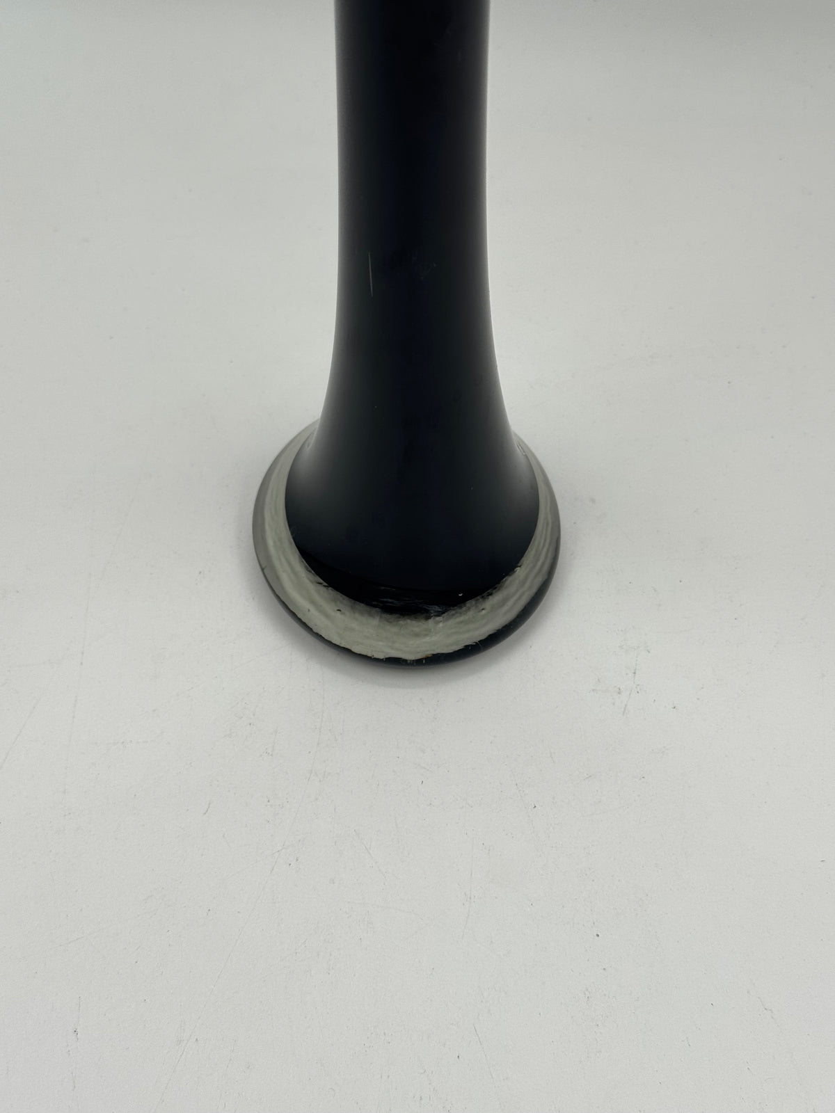 Vintage Tall Black Glass Trumpet Bud Vase