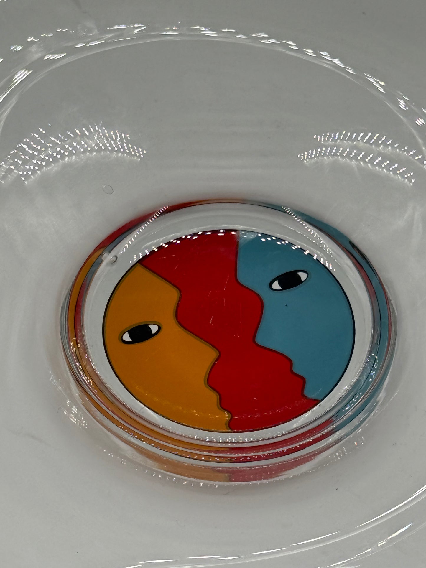 Asymmetrical Glass Plate with colorful faces