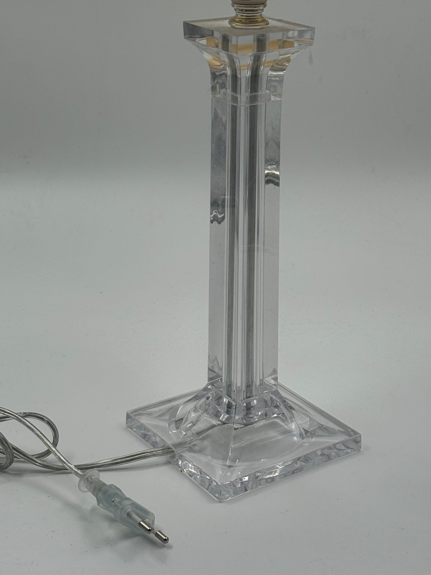 Modern Plexiglass Table Lamp with Fabric Shade
