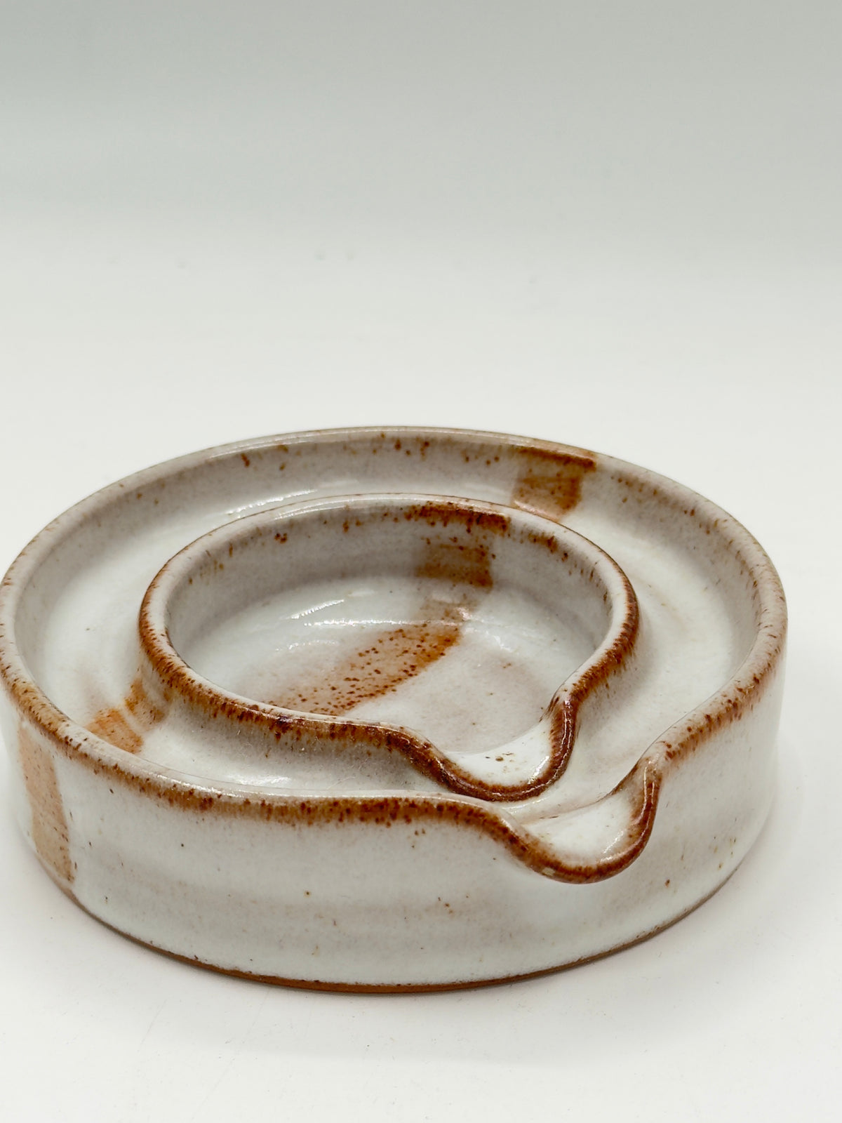 Vintage Studio Ceramic Spiral Ashtray, Reactive Glaze