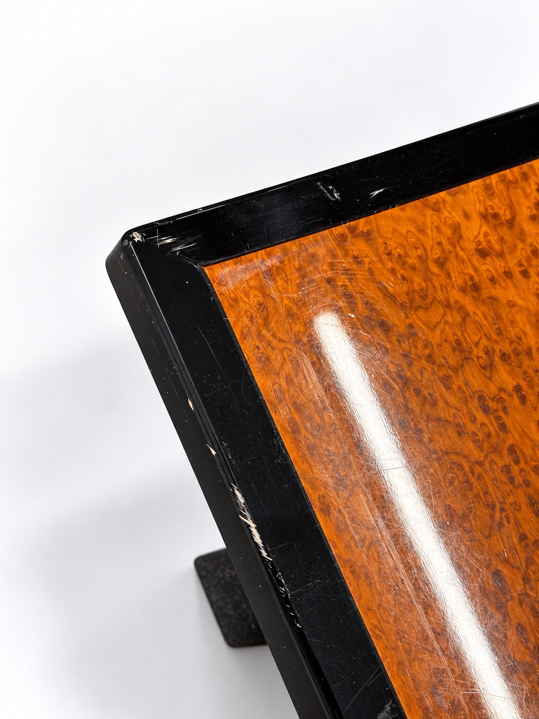 Burl Wood & Black Lacquer Coffee Table