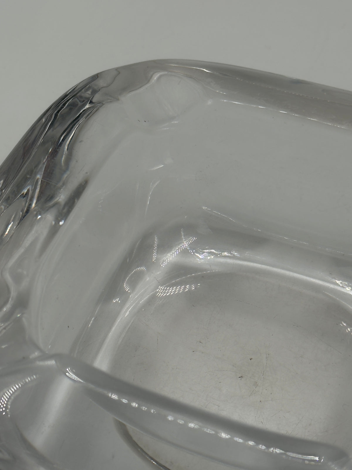 Vintage Thick Clear Glass Ashtray, Rounded Square Shape