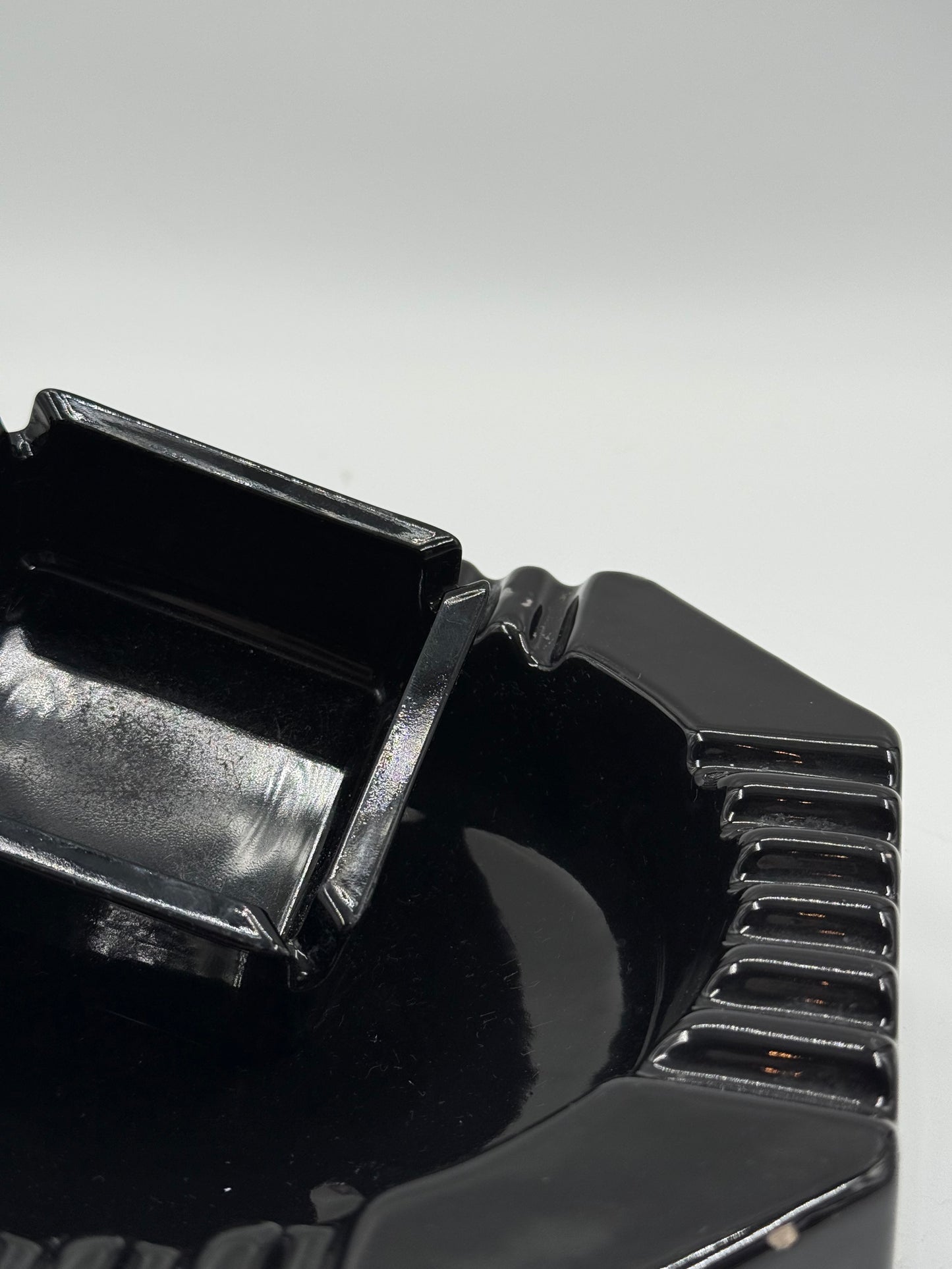 Art Deco Black Ashtray Octagonal Cut