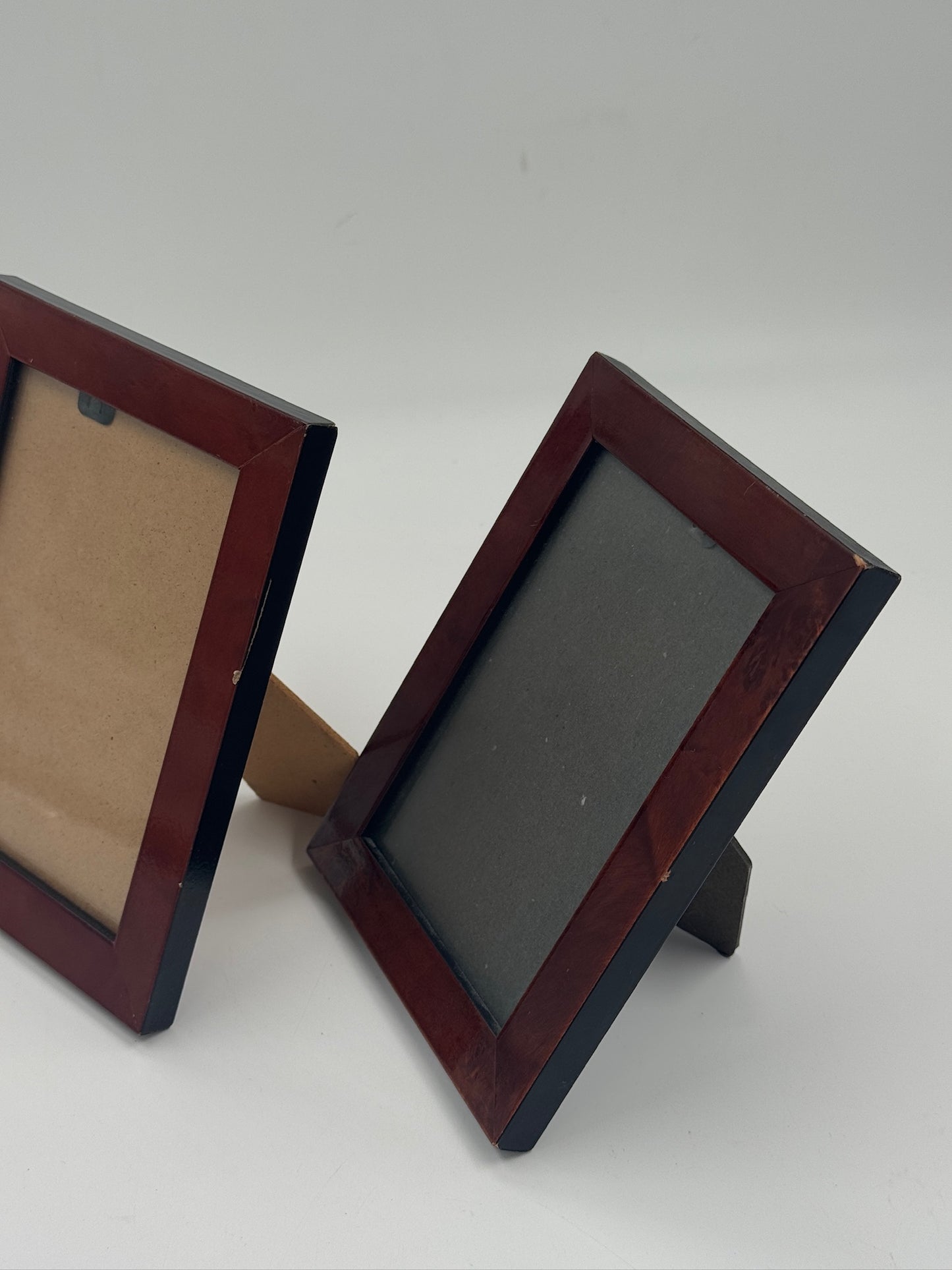 Pair of Vintage Burgundy Lacquered Wood Photo Frames
