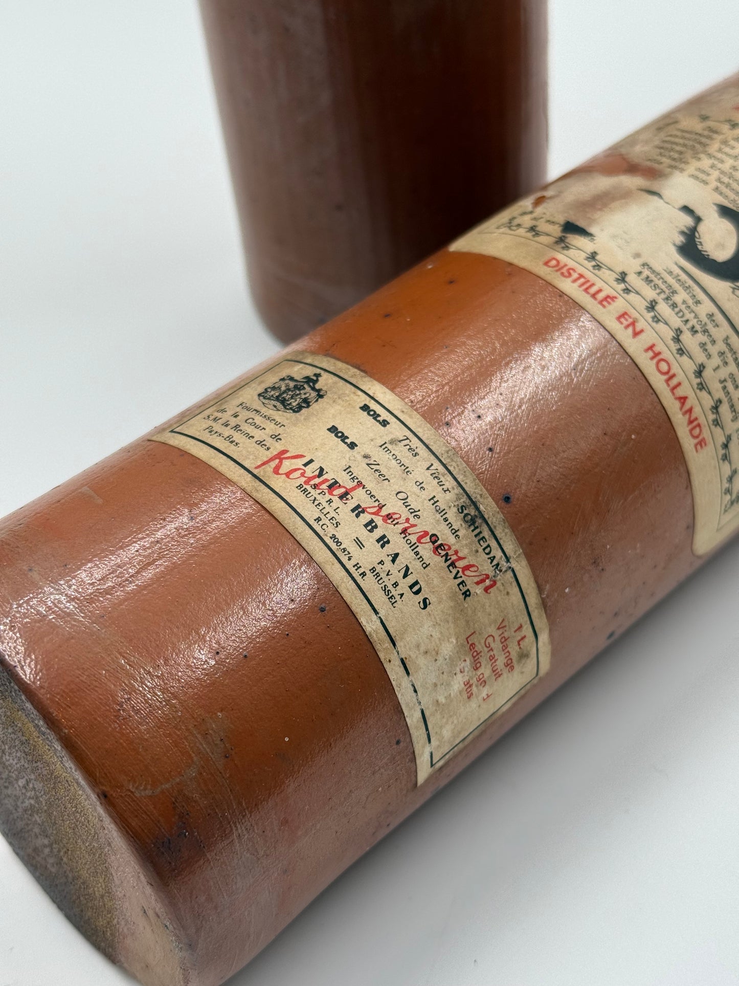 Pair of Antique Dutch Genever Stoneware Bottles Amsterdam & Lucas Bols