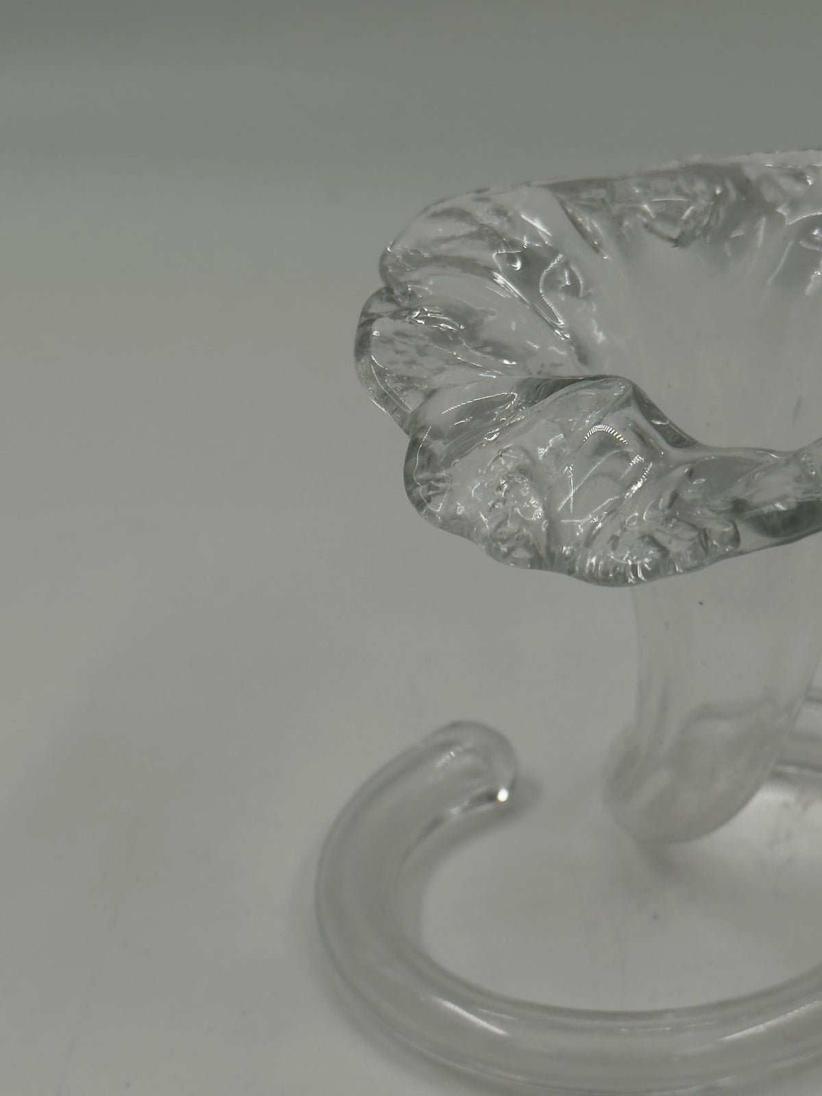 Pair of Vintage Glass Trumpet Bud Vases, Curled Serpentine Base