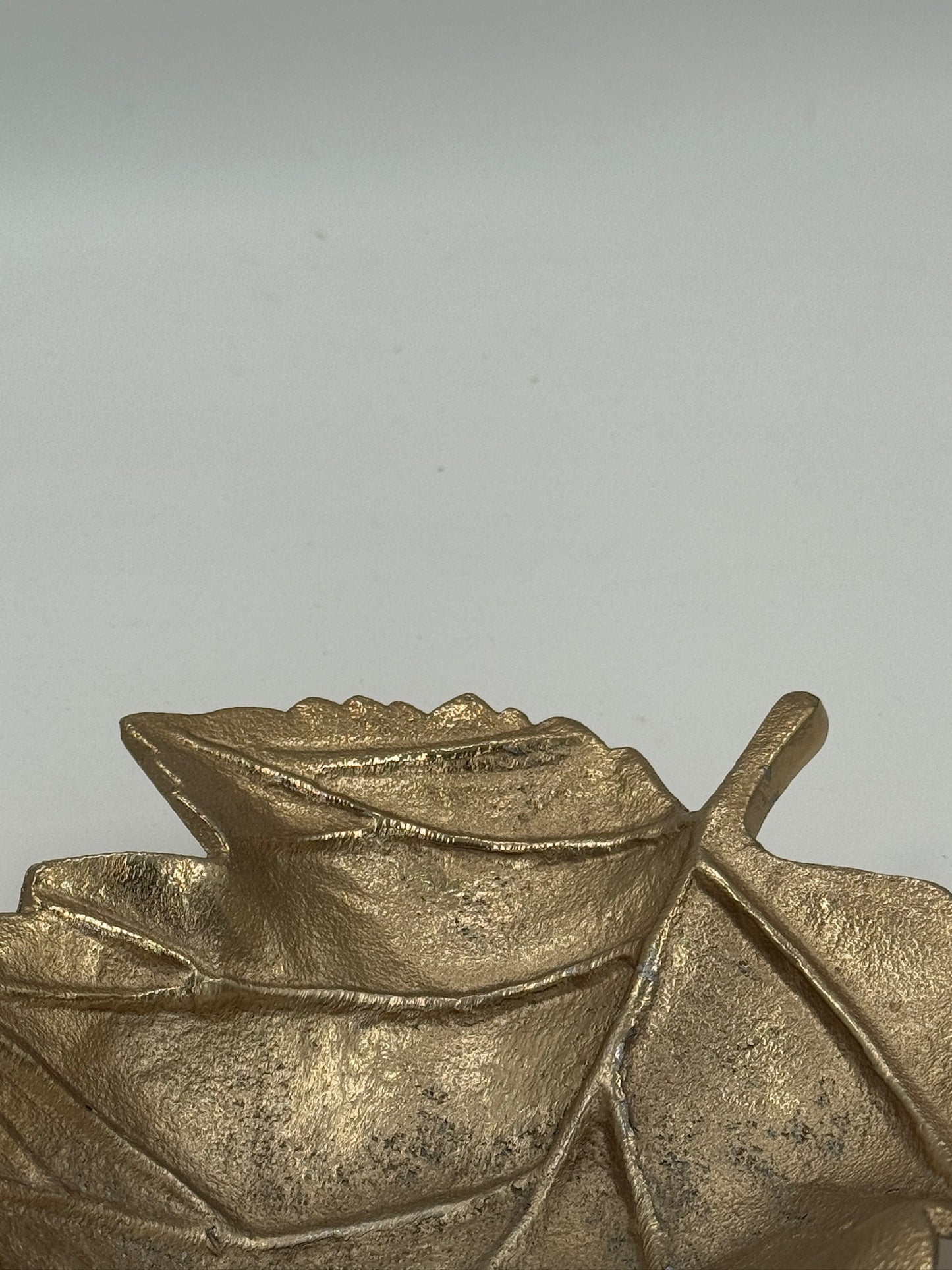 Vintage Gold-Toned Cast Metal Leaf Catchall Dish