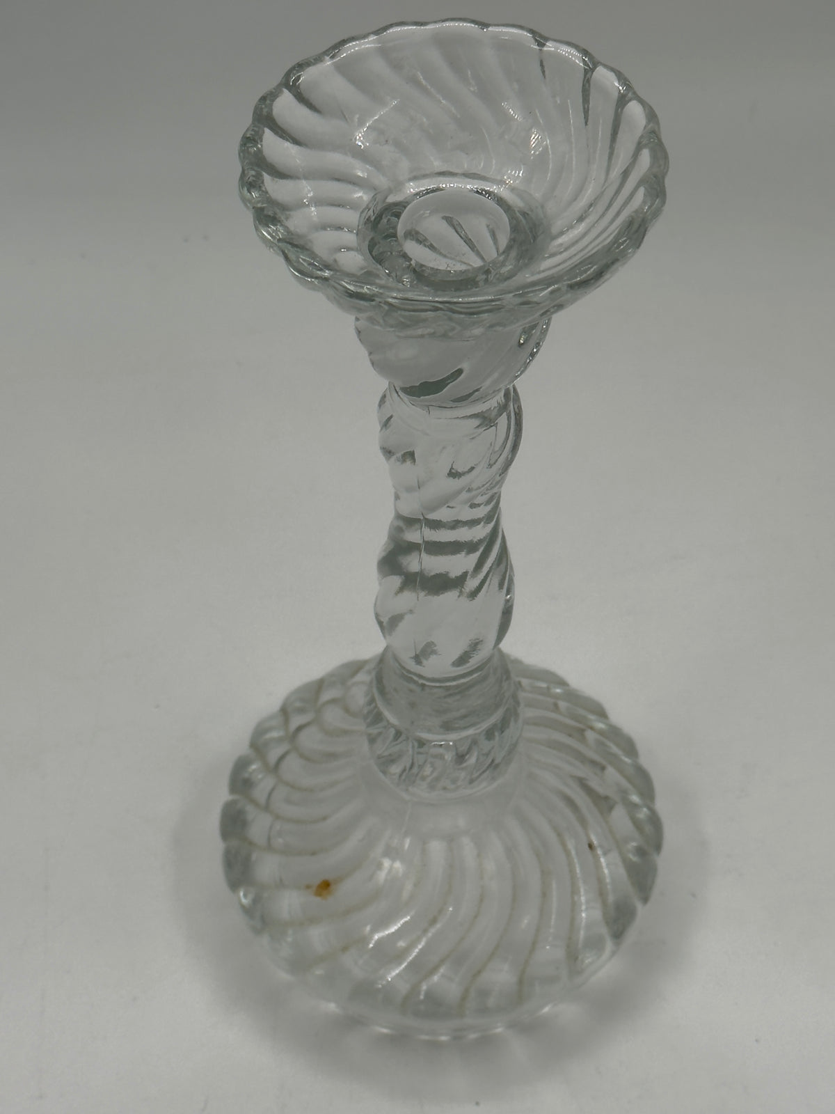 Vintage Swirled Pressed Glass Candlestick