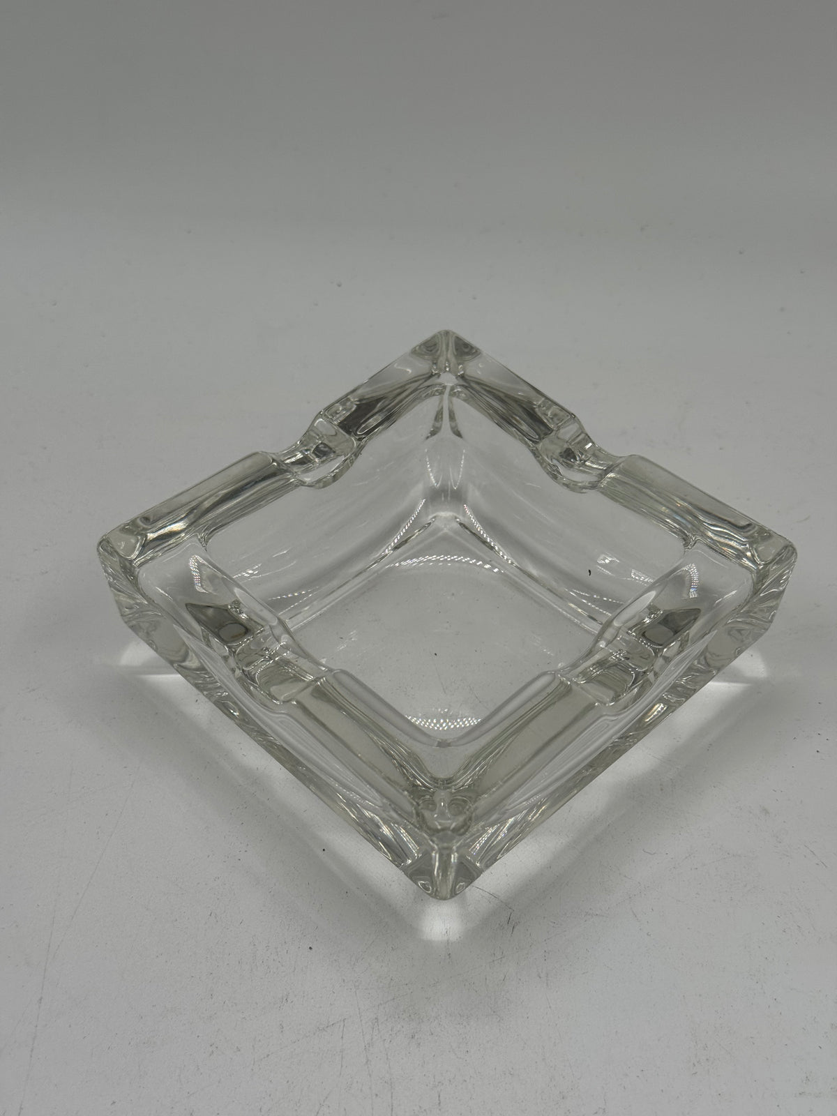 Vintage Rectangular Glass Ashtray, Two-Rest Design