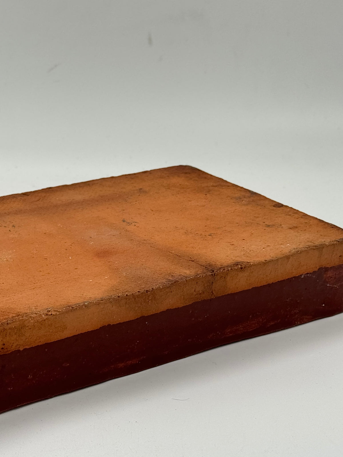 Vintage Chestnut-Glazed Terracotta Tray with Handles