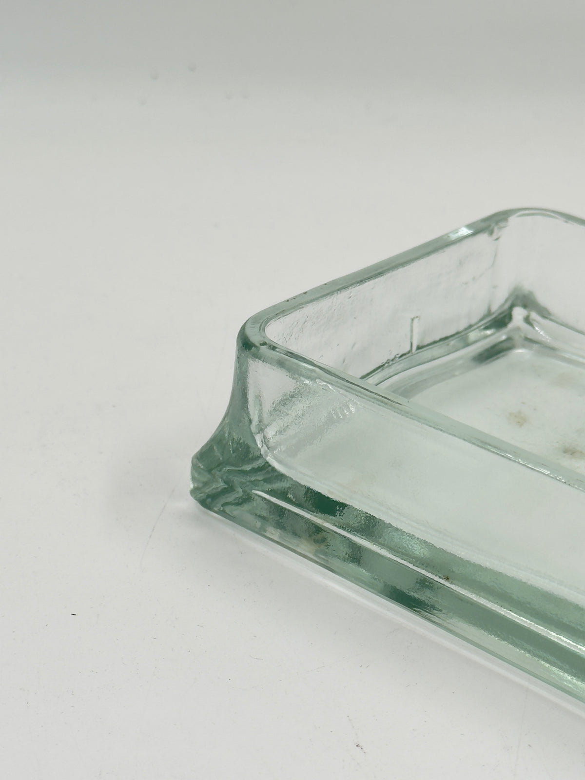 Vintage Pale Green-Tinted Thick Glass Rectangular Tray