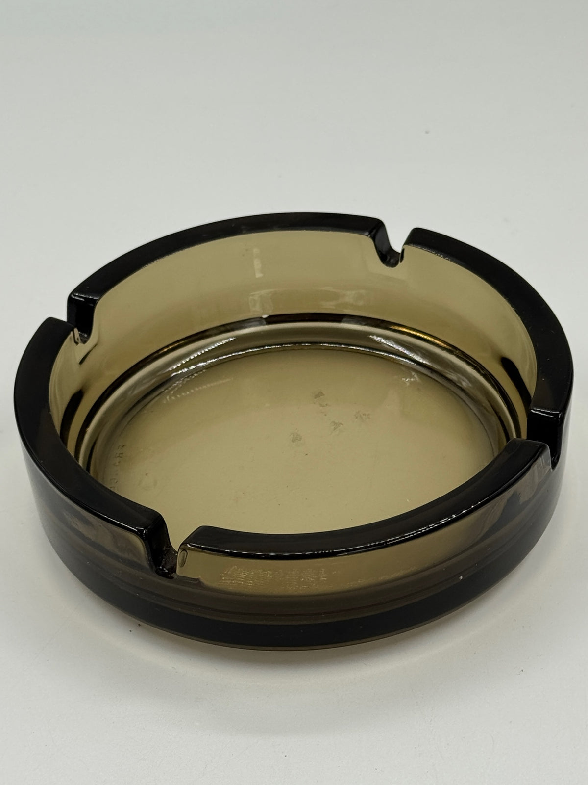 Vintage Smoked Glass Round Ashtray