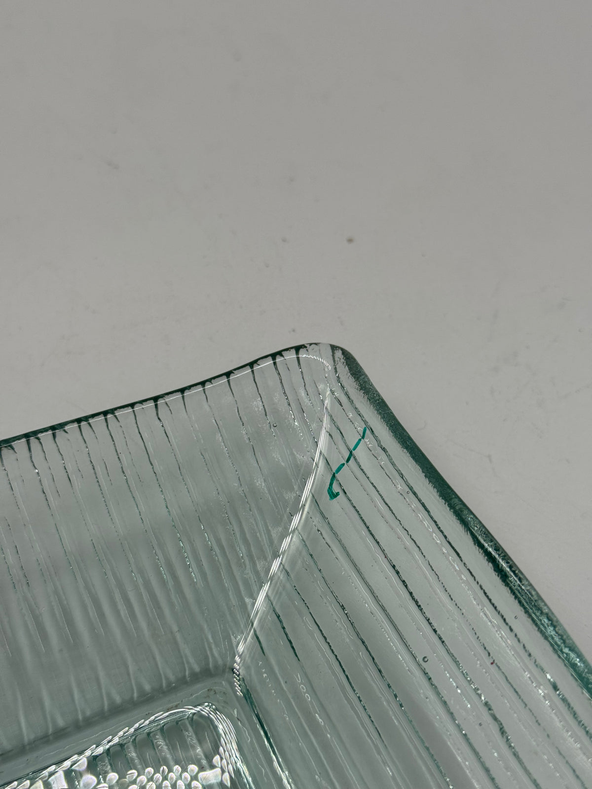 Vintage Square Ribbed Glass Tray