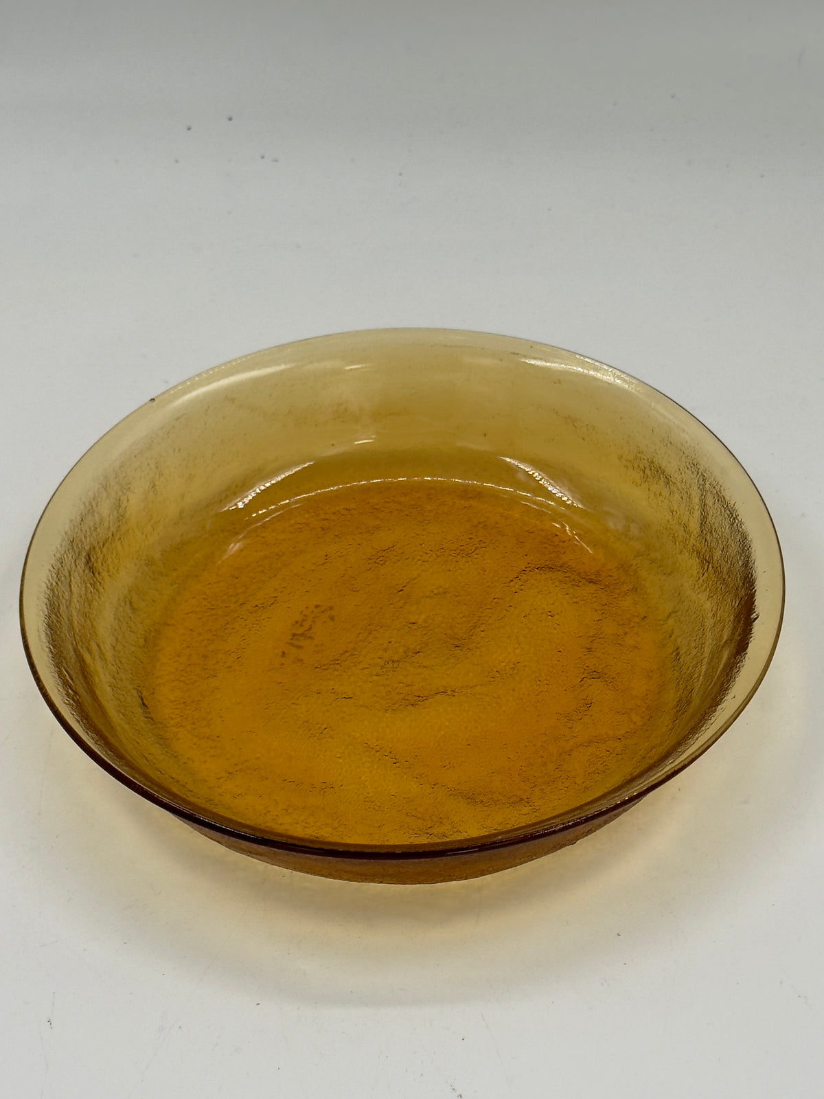 Vintage Amber Bark-Textured Glass Bowl, Scandinavian Ice-Glass Style