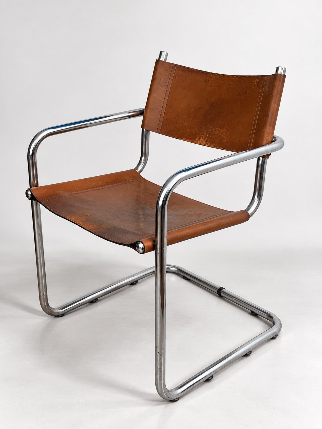 Bauhaus Style Cantilever Armchair, Cognac Leather & Chrome
