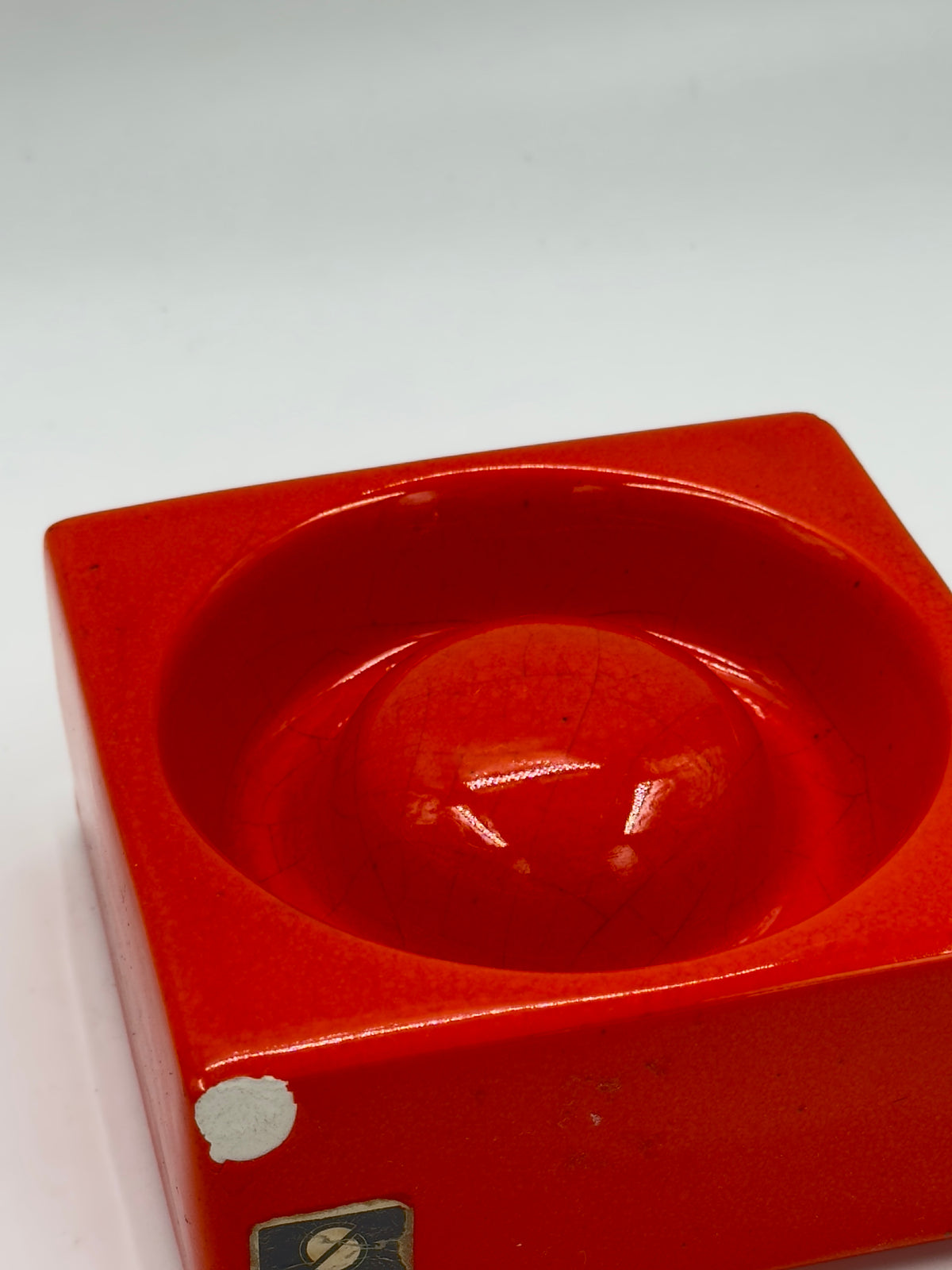 Vintage Orange Ceramic Ashtray by Sicart, Space Age Design