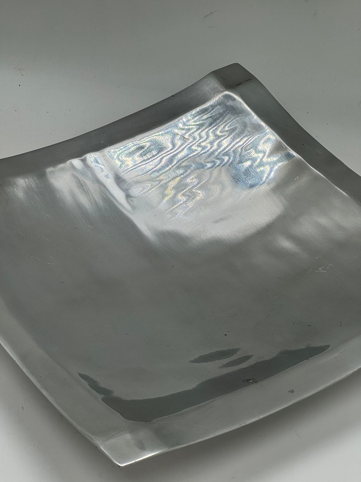 Sculptural Square Brushed Aluminum Tray