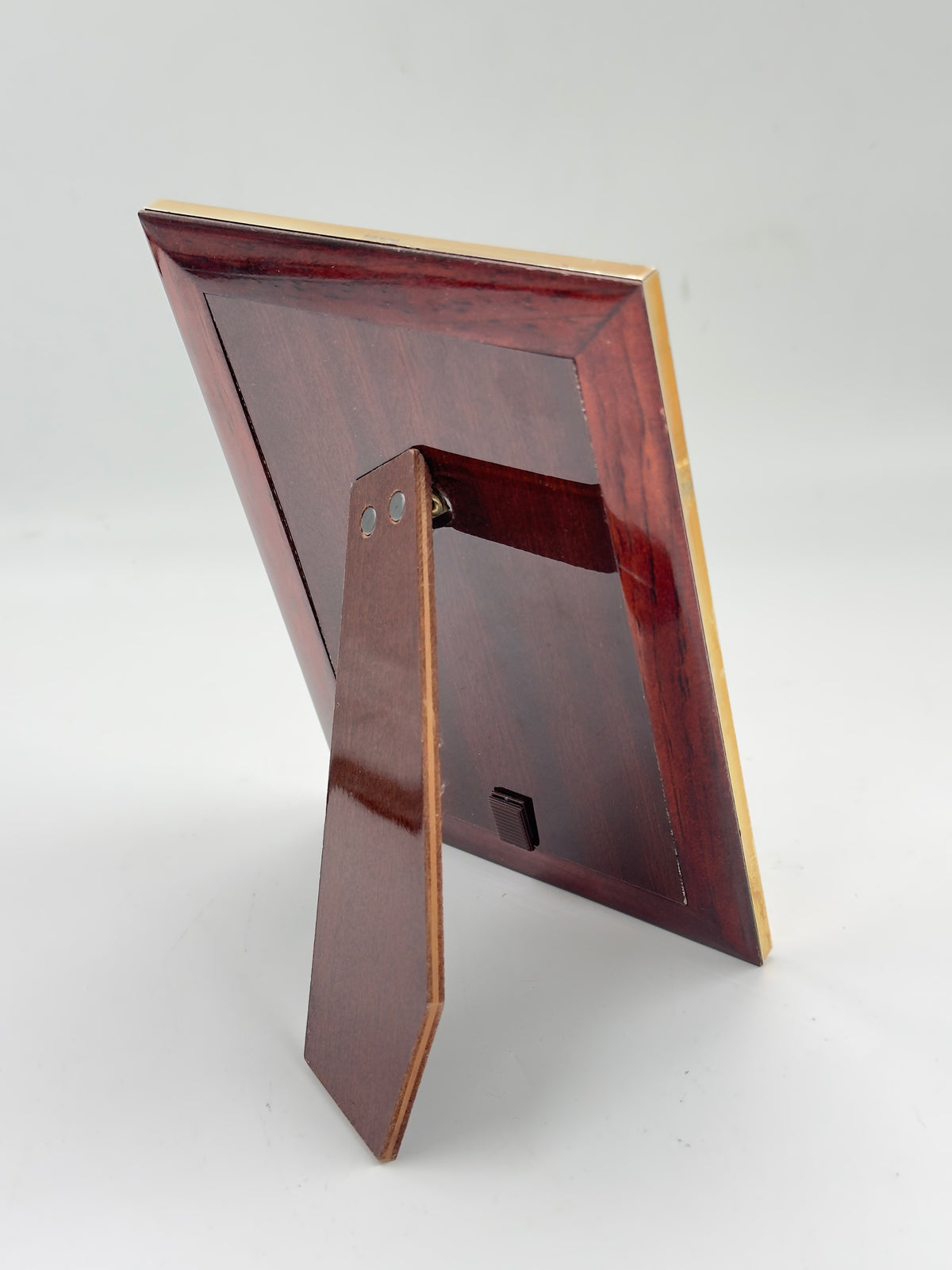Vintage Gold-Tone Metal Picture Frame with Wood Easel Back