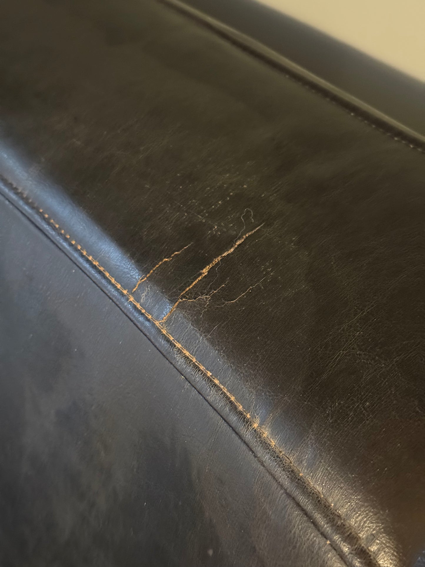 Corbusier Style 2-Seat Sofa Black Leather & Chrome