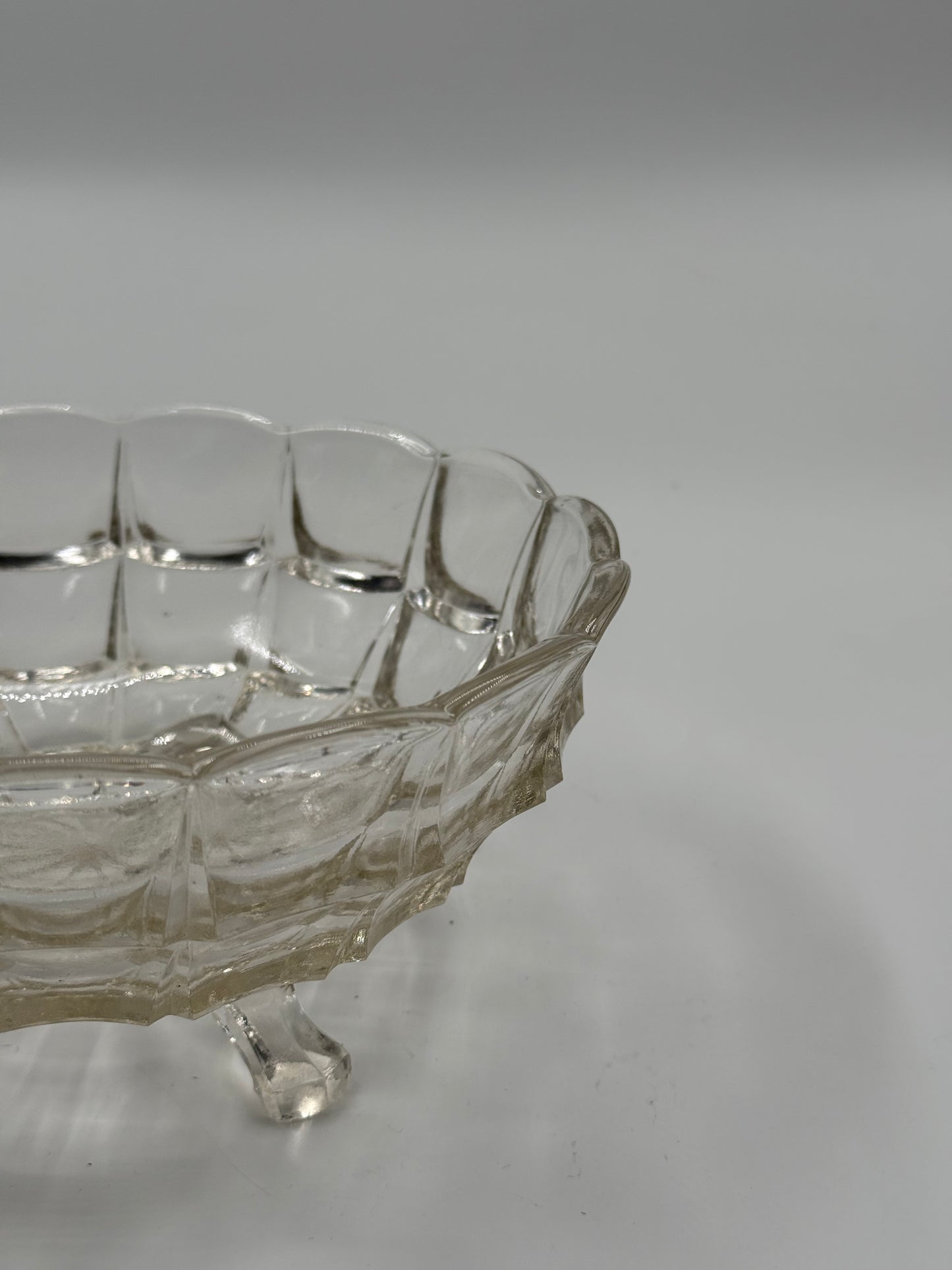 Vintage Sculptural Pressed Glass Centerpiece Bowl