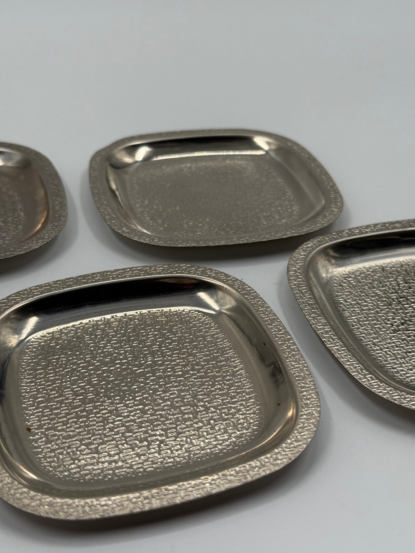 Set of 5 Vintage Stainless Steel Drink Coasters
