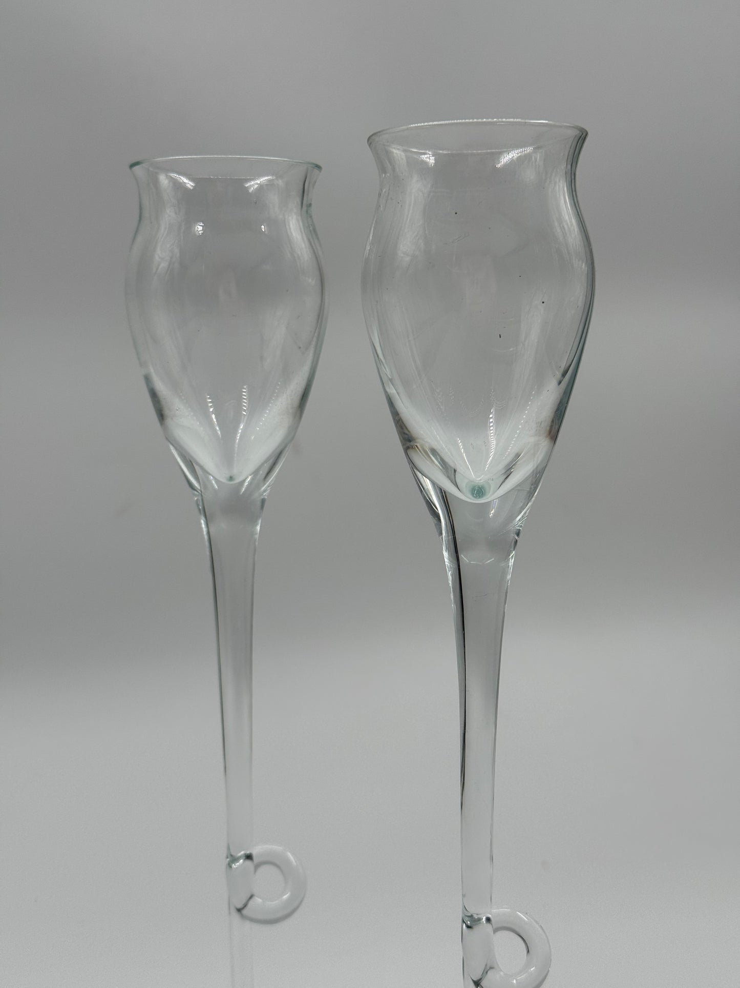 Pair of Sculptural Crystal Stem Glasses