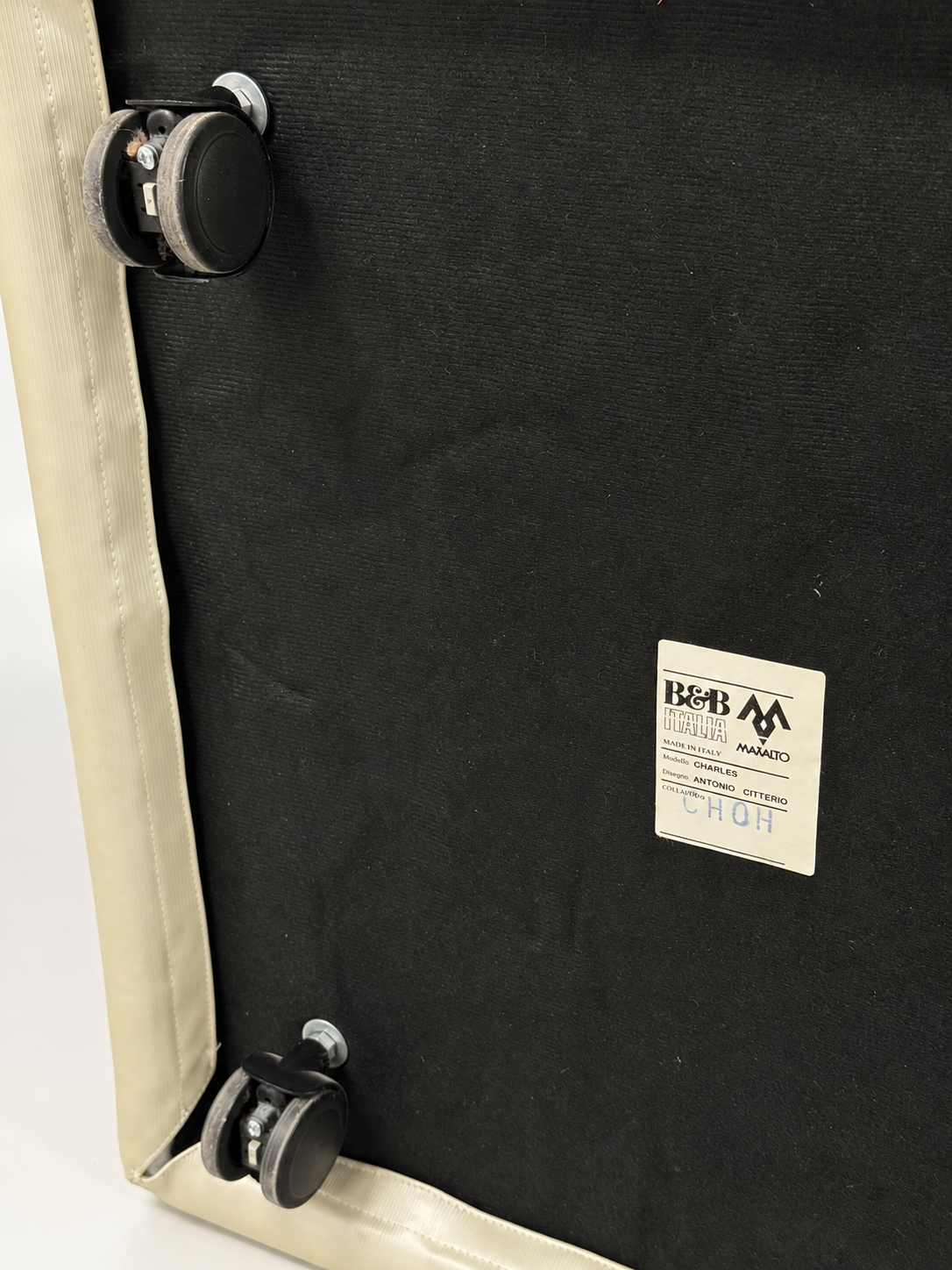 B&B Italia Maxalto label and casters underneath