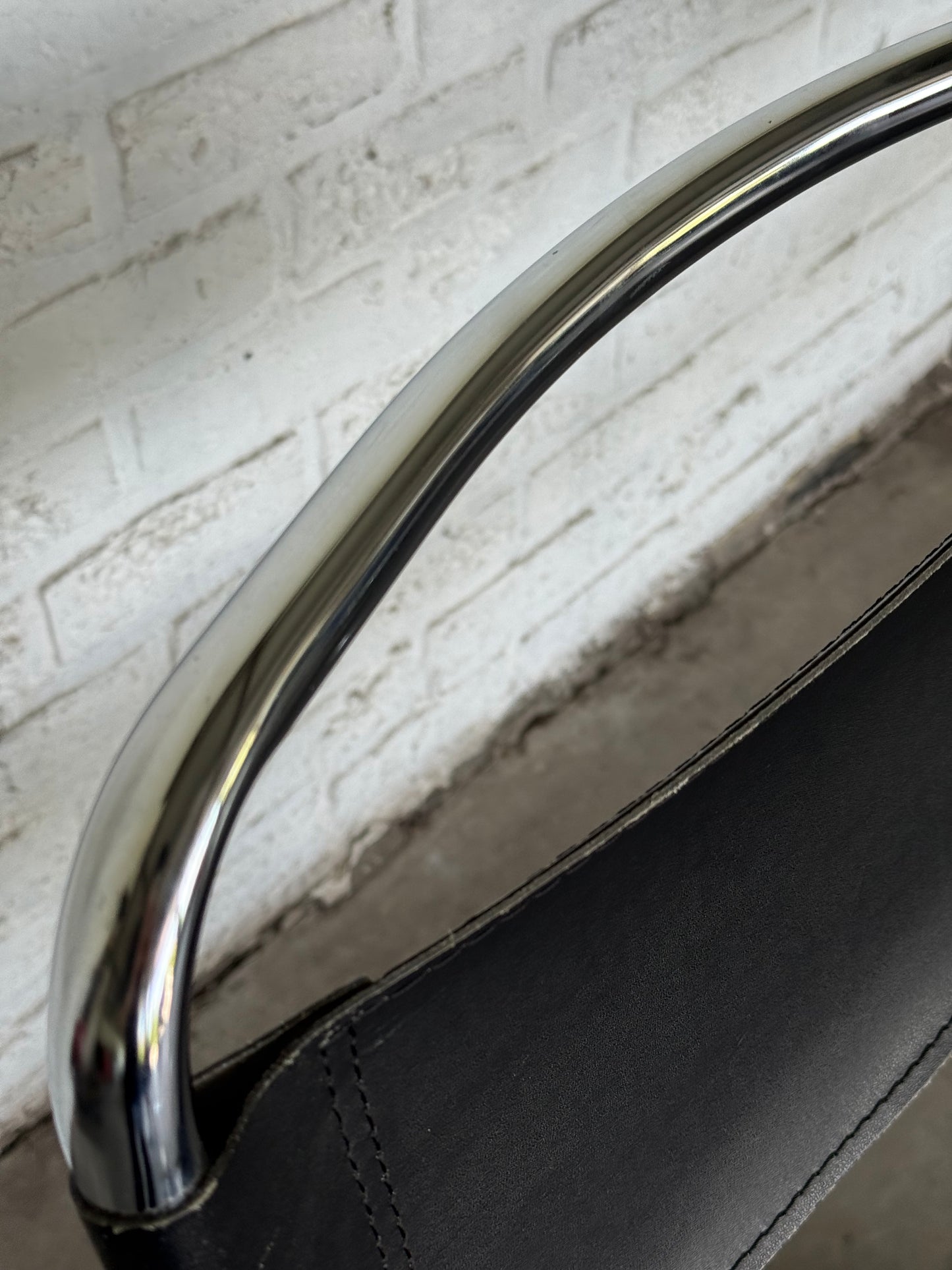 Vintage Cantilever Chairs in Black Saddle Leather & Chrome