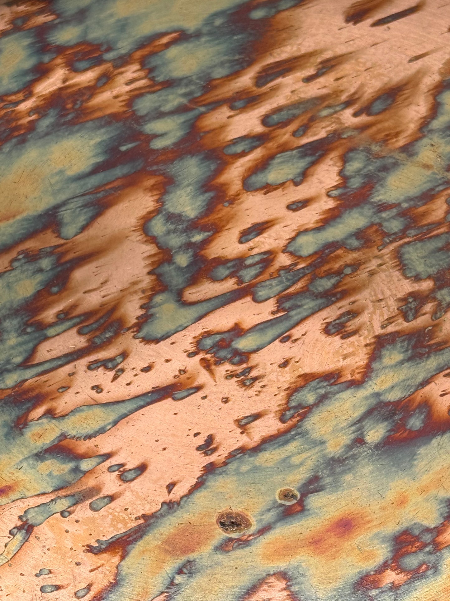 Round Copper Tray Patinated & Textured Finish
