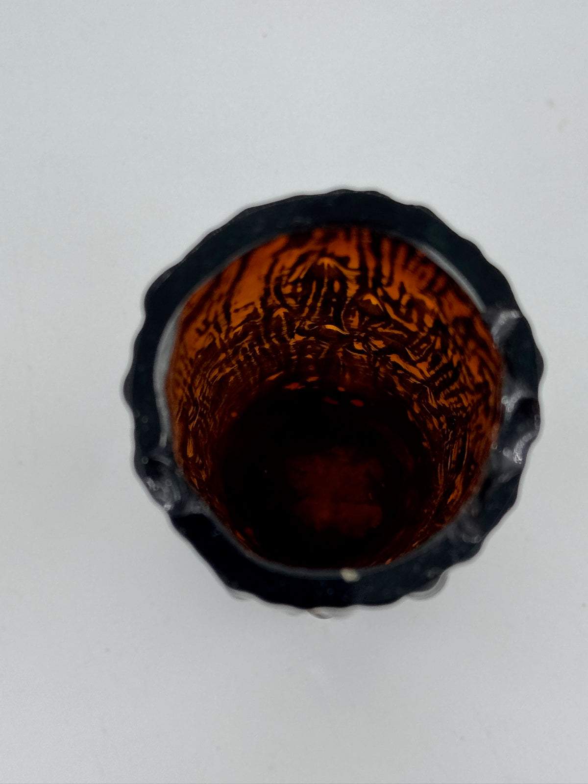 Vintage Amber Bark-Textured Glass Vase, Empoli Style