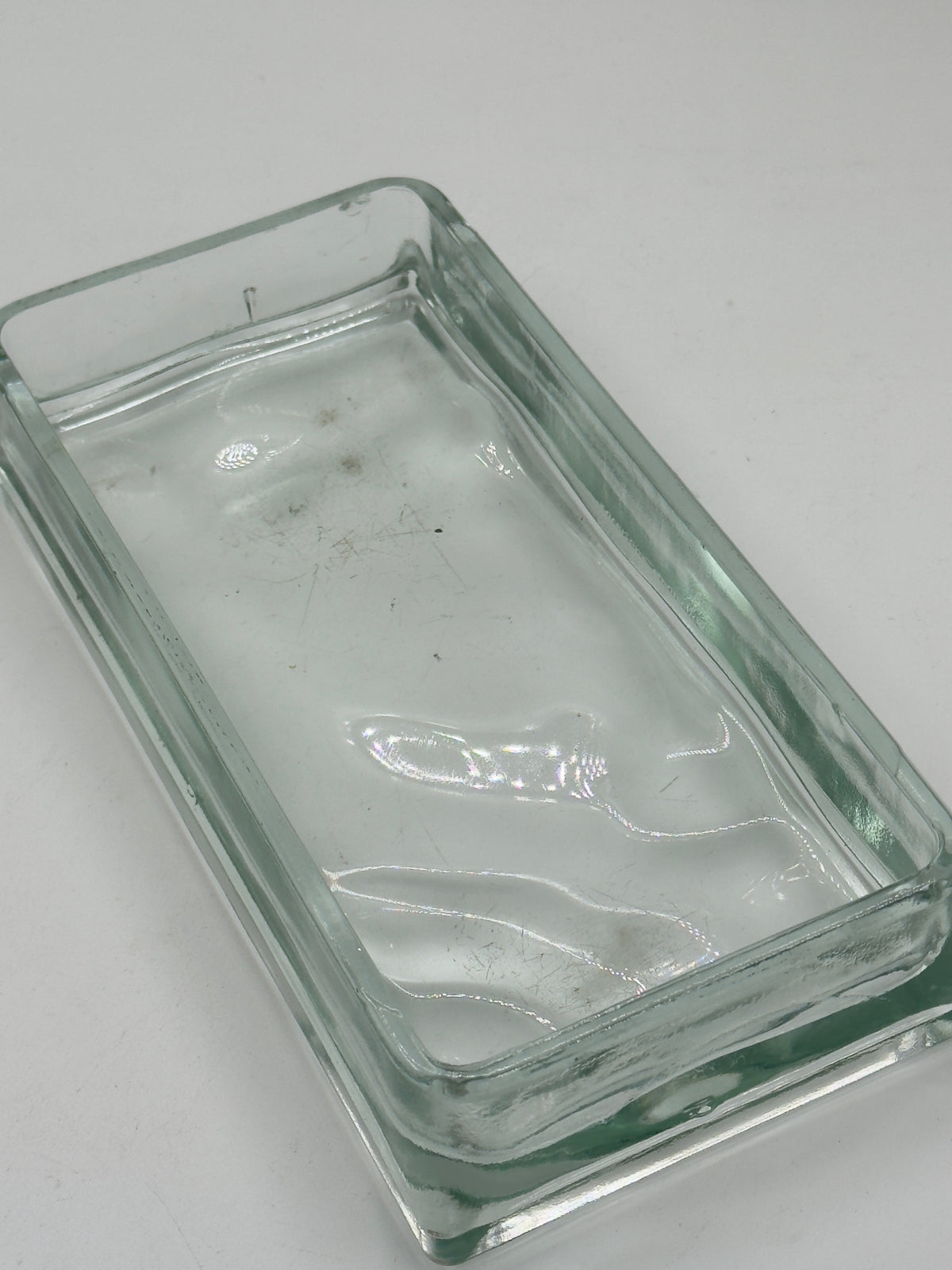 Vintage Pale Green-Tinted Thick Glass Rectangular Tray