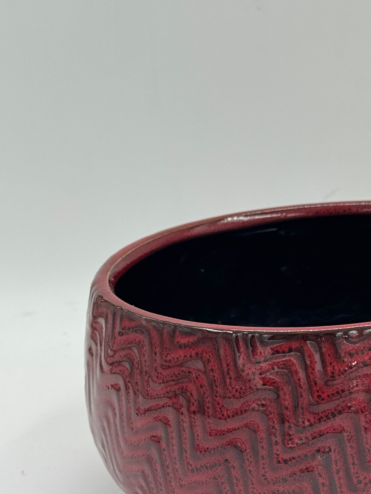 Vintage Textured Oxblood Ceramic Bowl