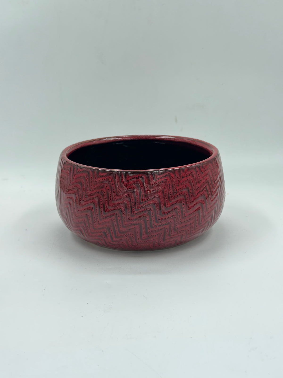 Vintage Textured Oxblood Ceramic Bowl