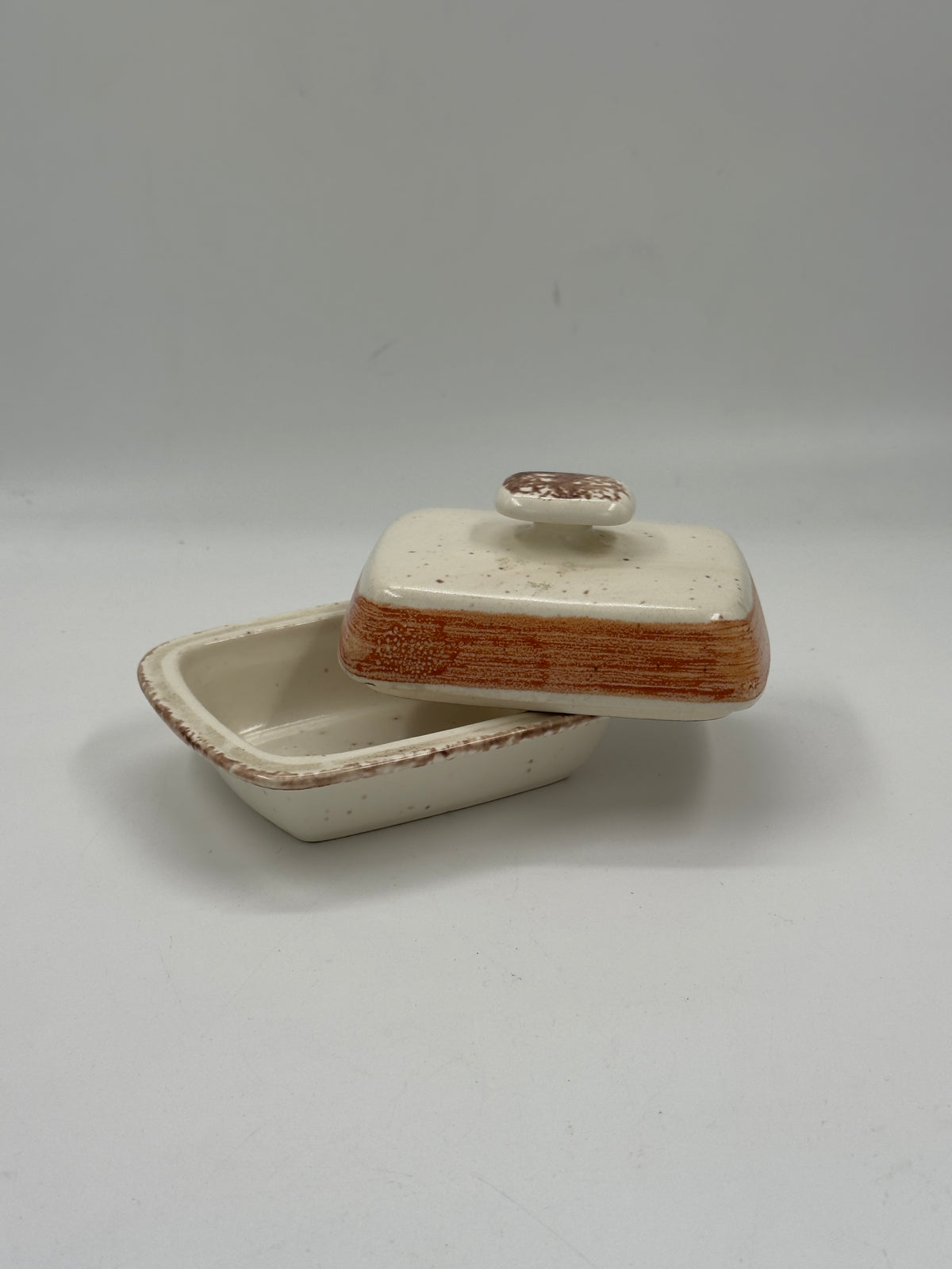 Vintage Gien Ceramic Covered Butter Dish, Vésuve Pattern