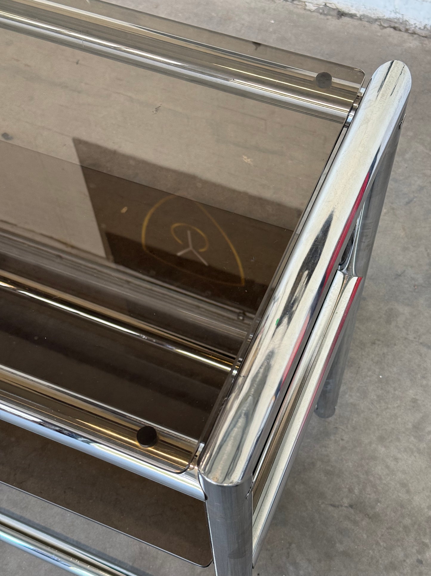 Vintage Chrome & Smoked Glass Bar Cart