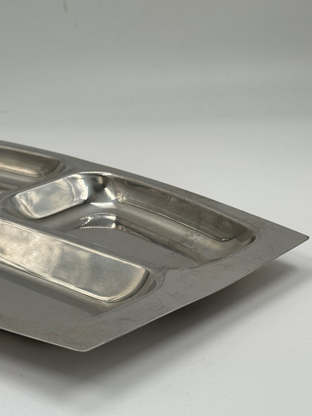 Vintage Stainless Steel Four-Section Hors d'Oeuvre Tray