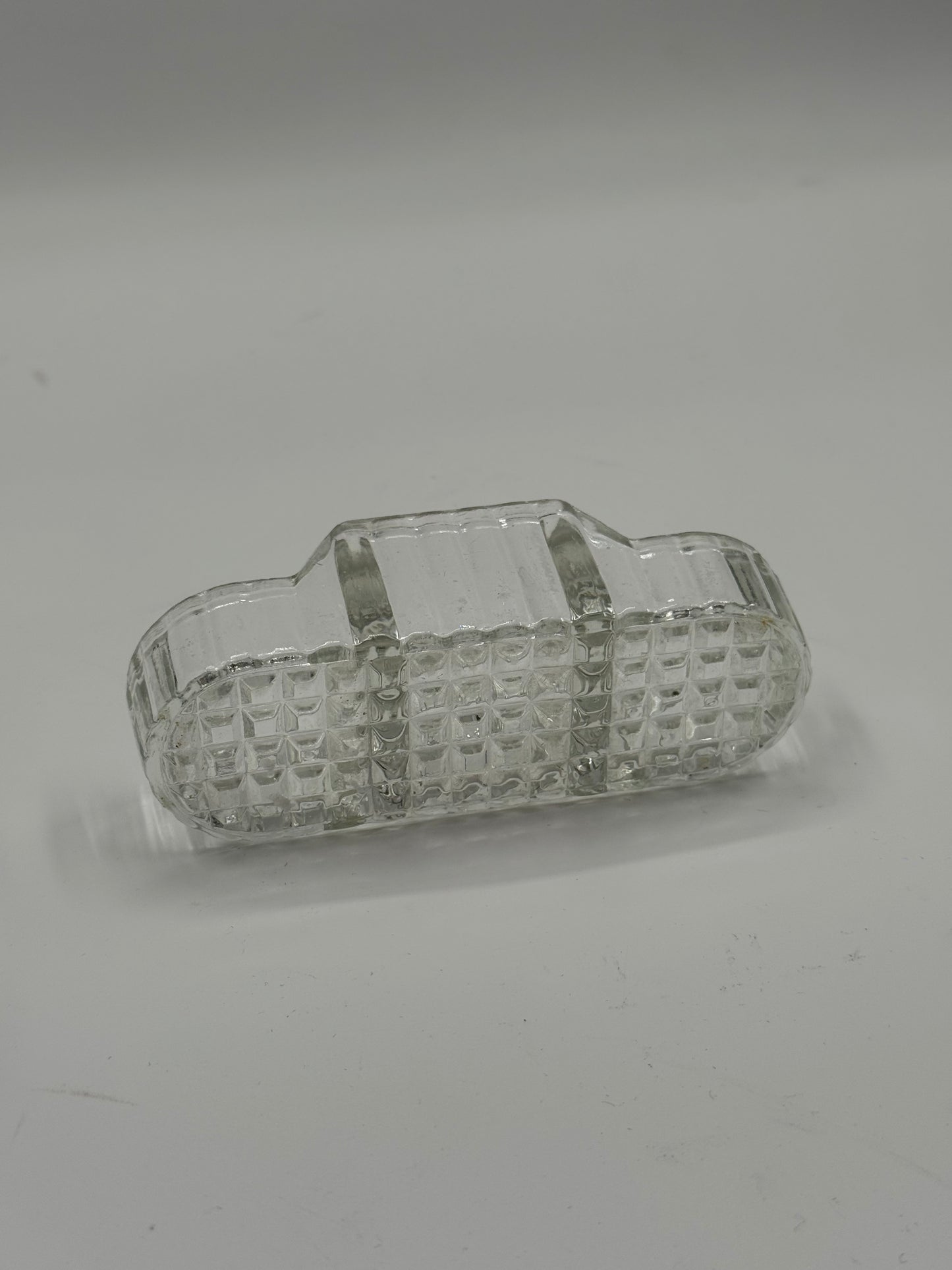 Pressed-Glass Mini Tray Clear Geometric Lines