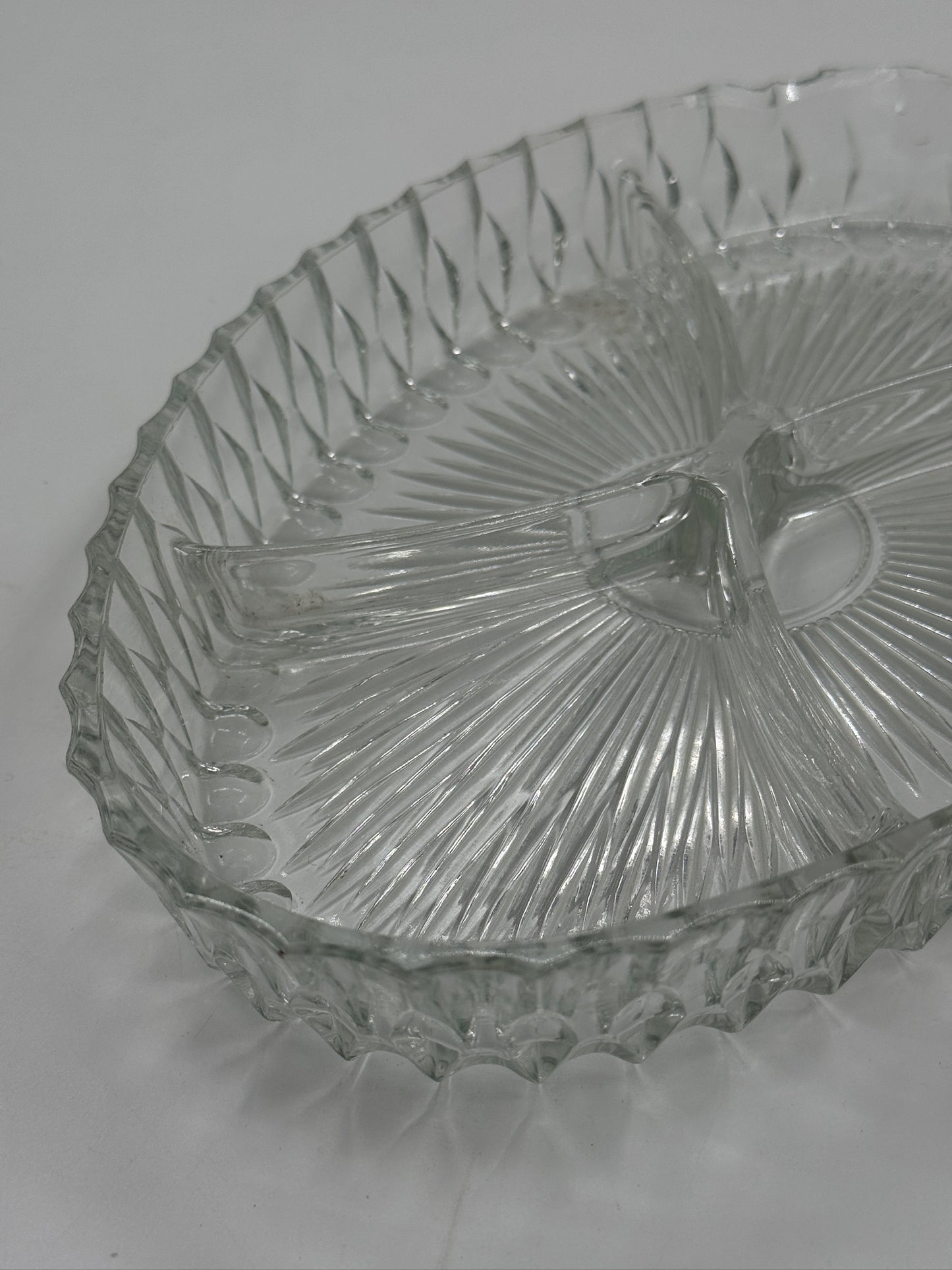 Vintage Pressed Glass Divided Serving Dish