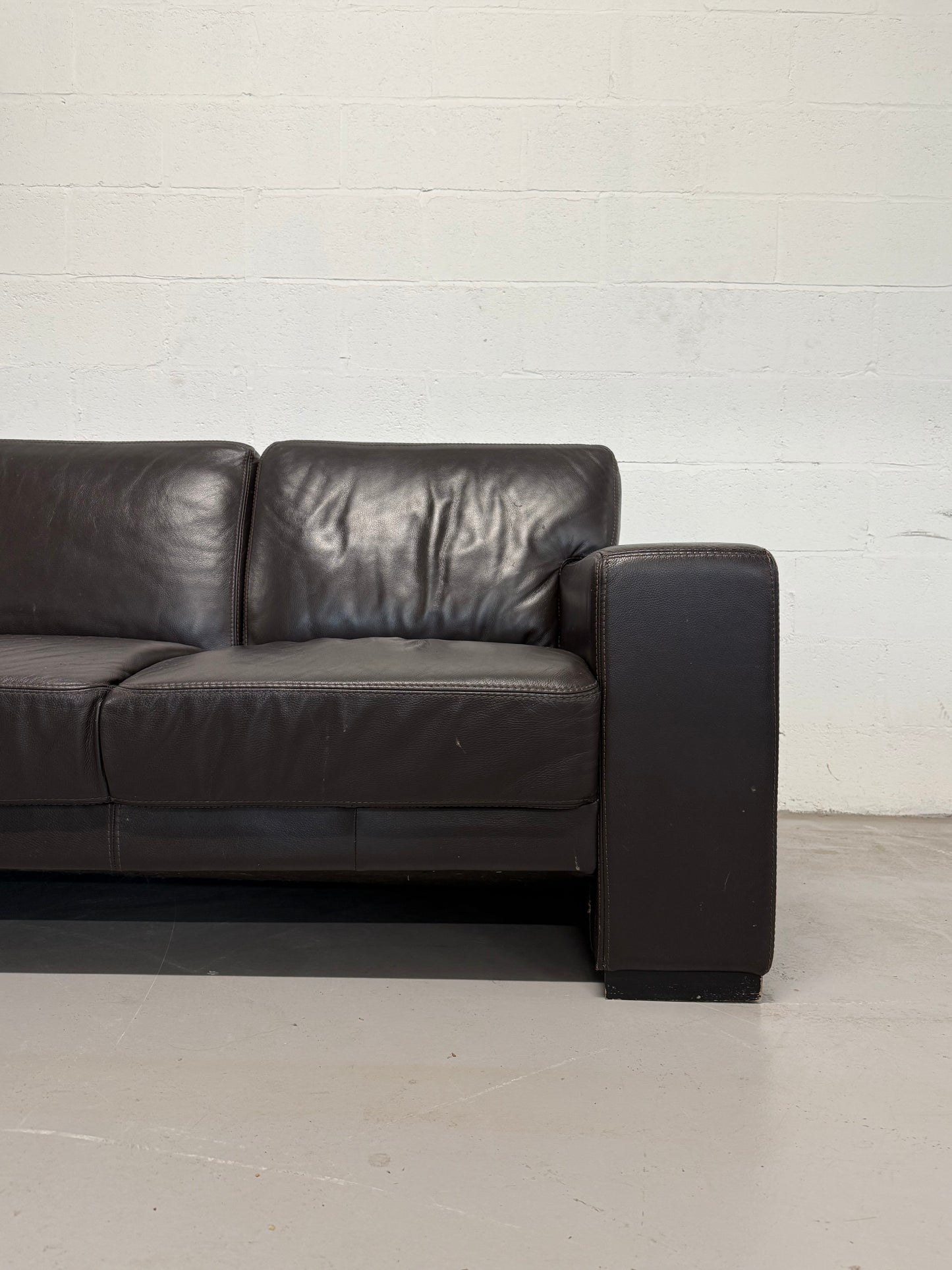 Vintage Brown Leather 3-Seater Sofa