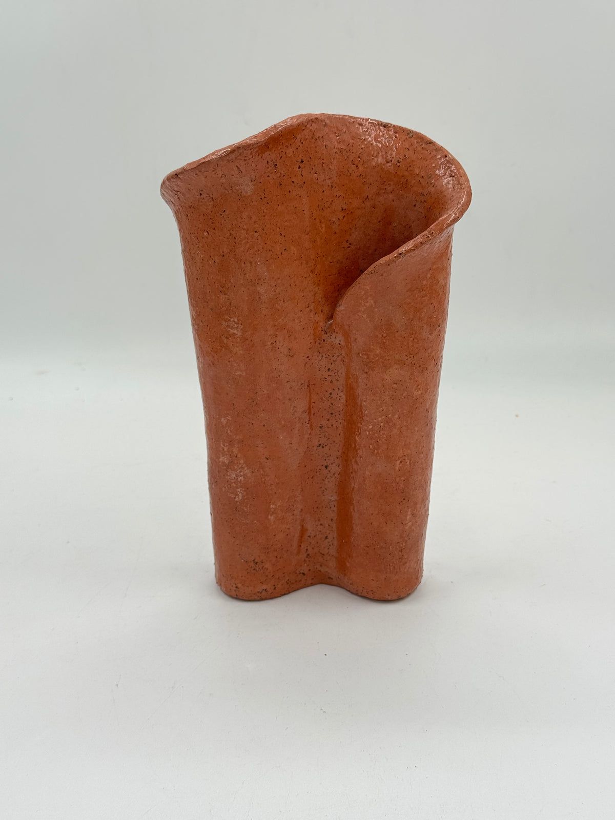 Sculptural Studio Pottery Vase, Double-Spout Terracotta