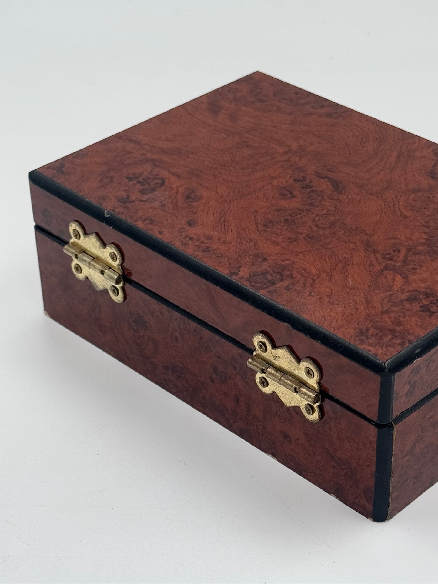 Vintage Burl Wood Jewellery Box with Mirror