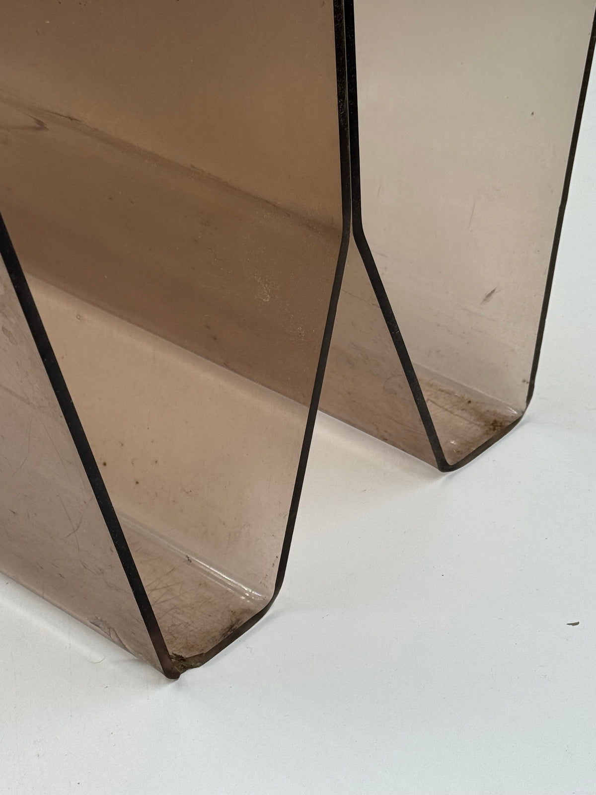 Vintage Smoked Lucite Magazine Rack