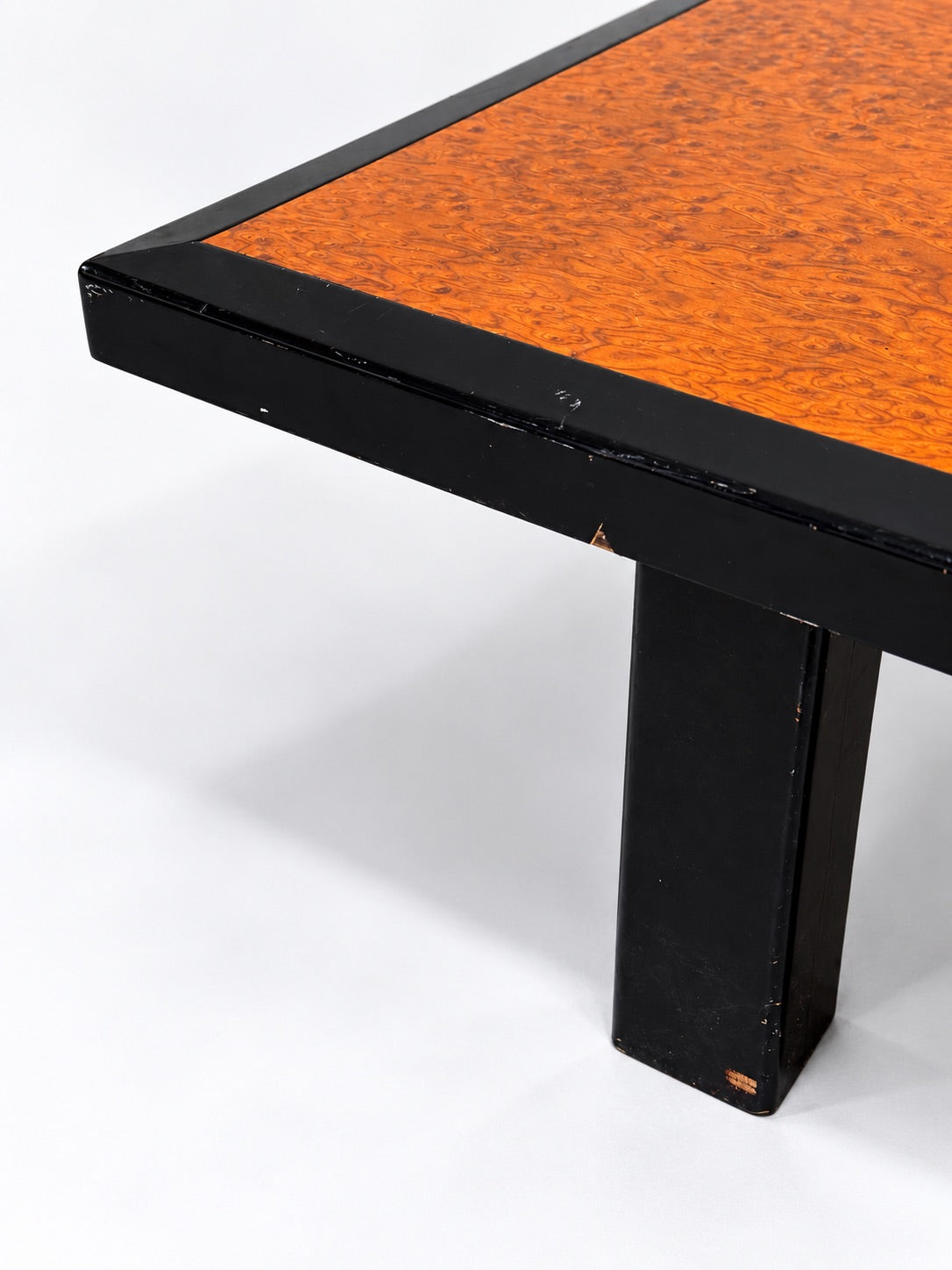 Burl Wood & Black Lacquer Coffee Table