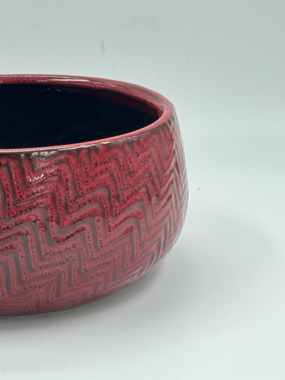 Vintage Textured Oxblood Ceramic Bowl
