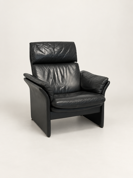ERPO Vintage Pine Green Leather Reclining Armchair