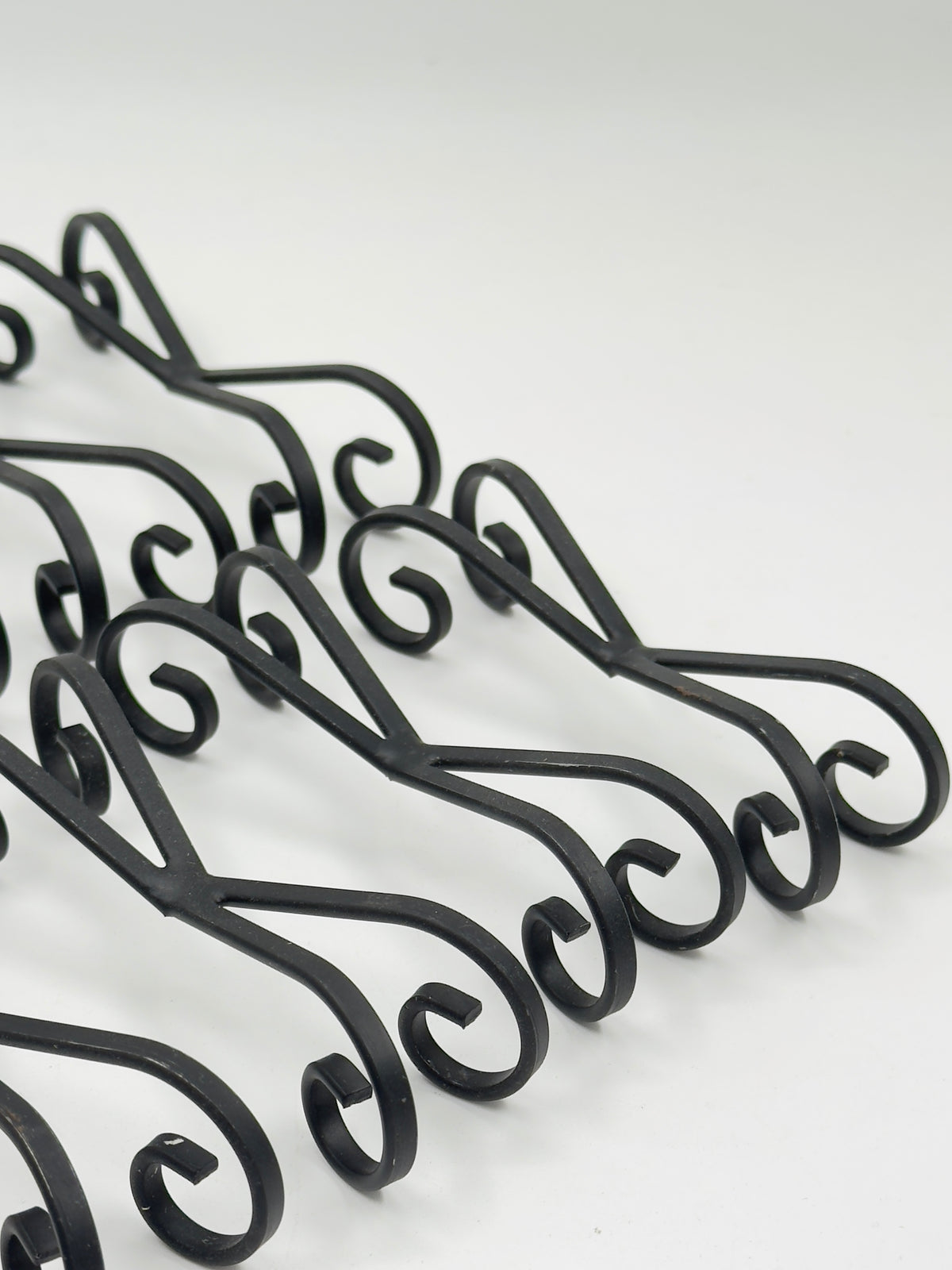 Vintage Wrought Iron Scroll Plate Stands, Set of 10, Original Box