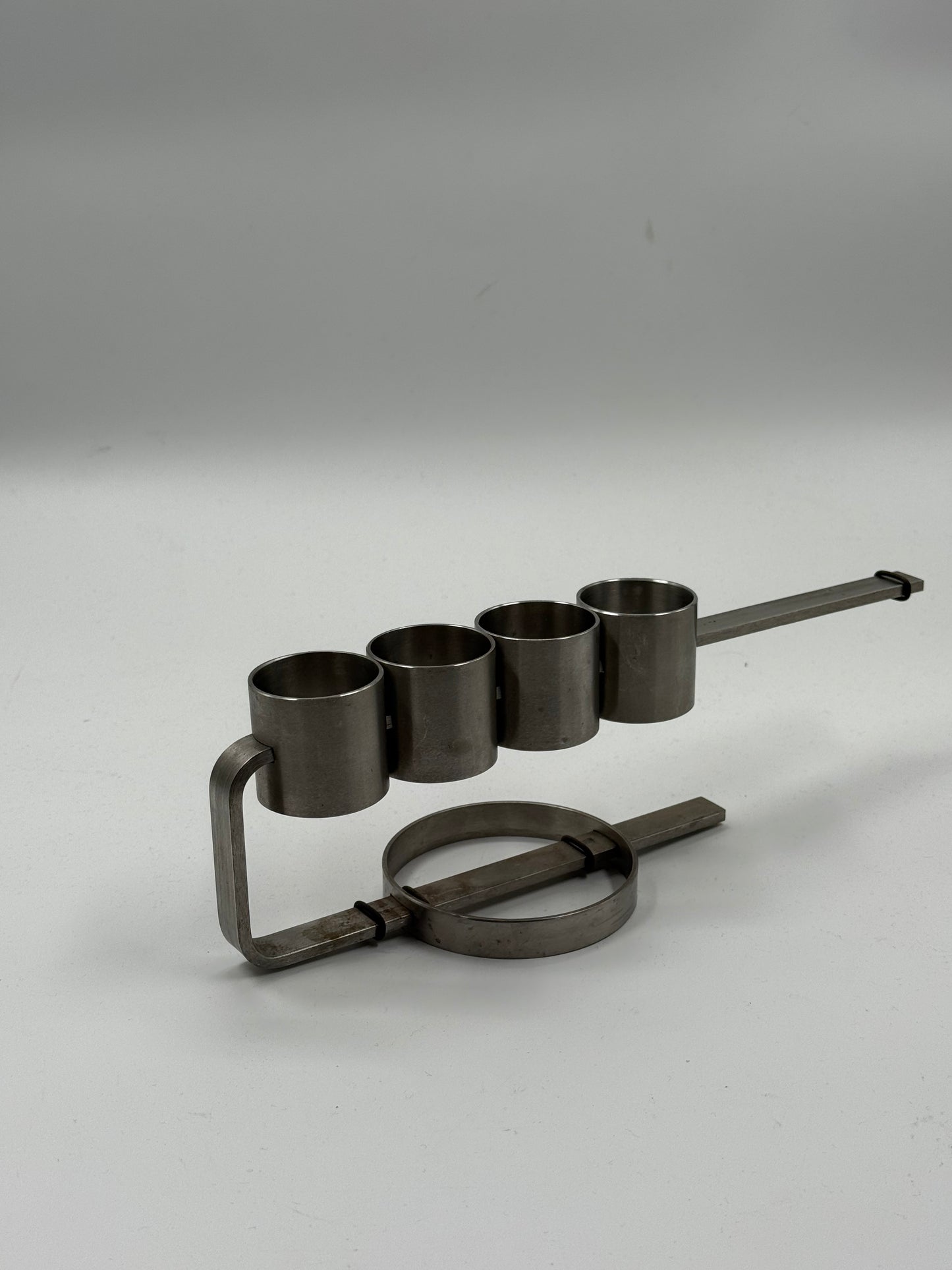 Brutalist Steel Candle Holder Modular Industrial Design (c. 1970s)