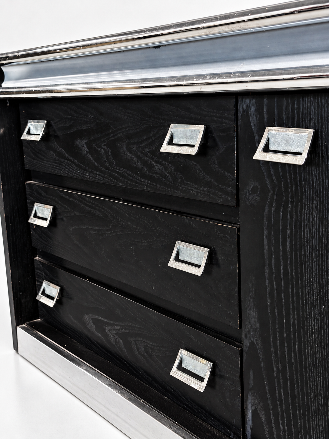 Black Lacquer & Chrome Sideboard