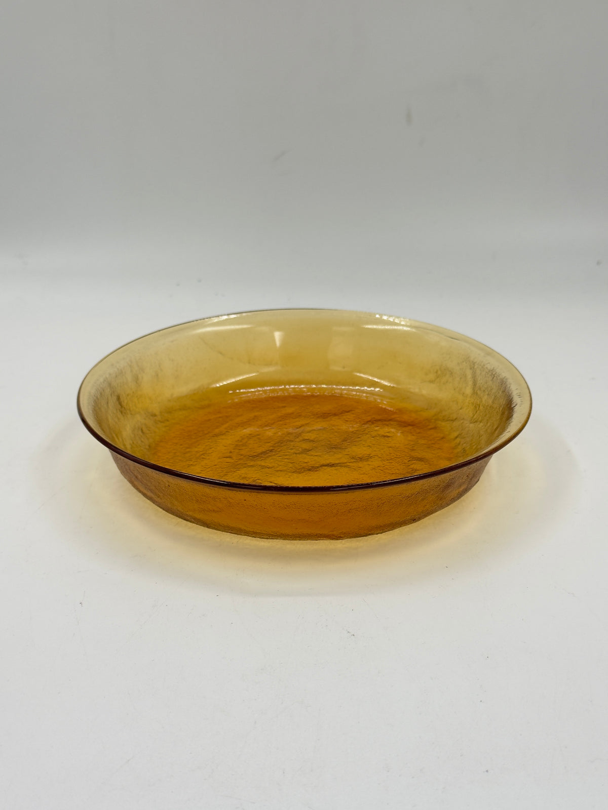 Vintage Amber Bark-Textured Glass Bowl, Scandinavian Ice-Glass Style