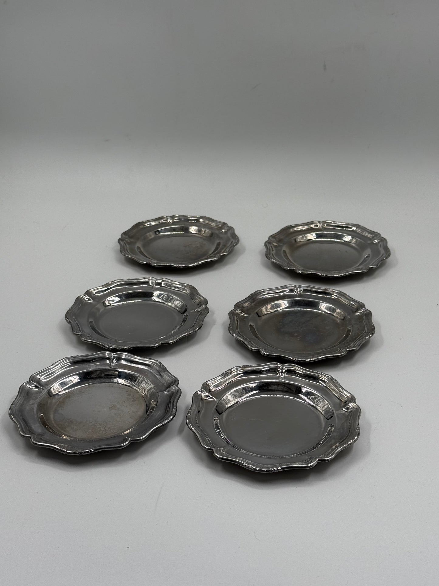 Set of 6 Small Silver-Plated Dishes — Decorative Coasters